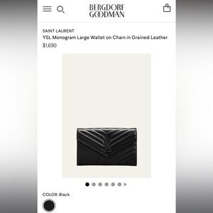 YSL Monogram Large Wallet on Chain in Grained Leather
